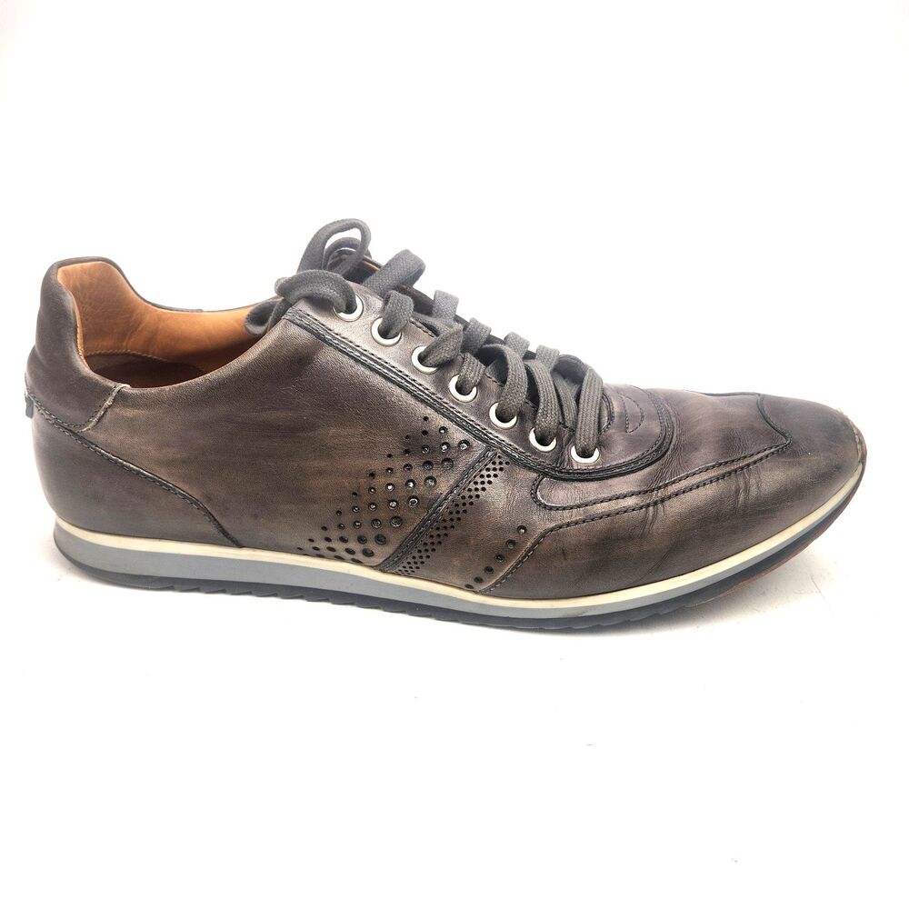 Magnanni Cristian Men's Size 9.5 M Gray Leather Fashion Sneakers Casual Shoes